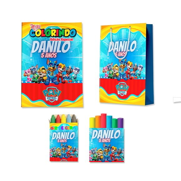 Kit Colorir com Massinha e Sacola Super Filhotes | Lembrancinha F