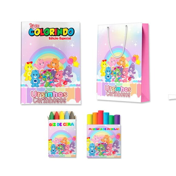 Kit Colorir com Massinha e Sacola Ursinhos Carinhosos | Lembranci