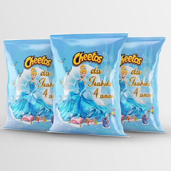 Salgadinho Personalizado Cinderela | Cheetos ou Fandangos