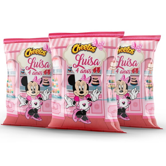Salgadinho Personalizado Minnie Confeiteira | Cheetos ou Fandango