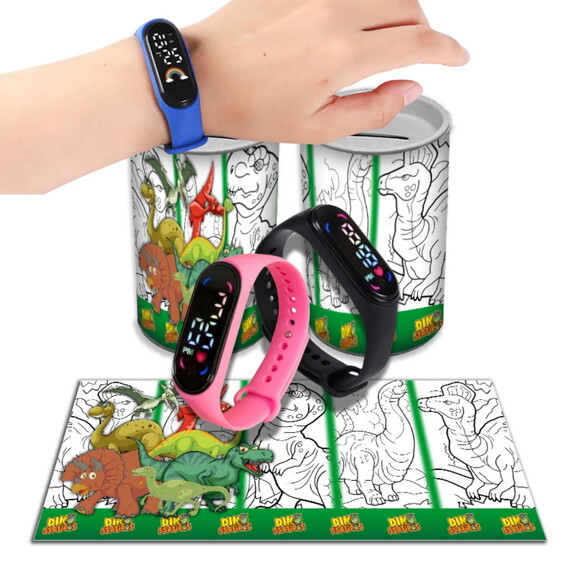 Kit Relógio e Cofrinho Personalizado Dino Baby | Lembrancinha In