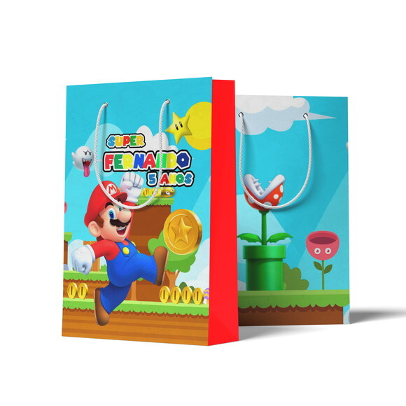 Sacolinha Personalizada G Super Mario | Lembrancinha Festa Infant