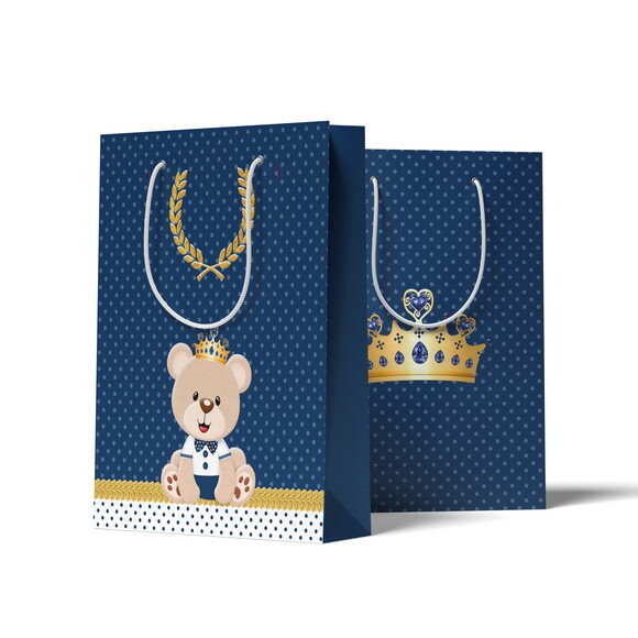 Sacolinha Personalizada G Ursinho Príncipe | Lembrancinha Festa 