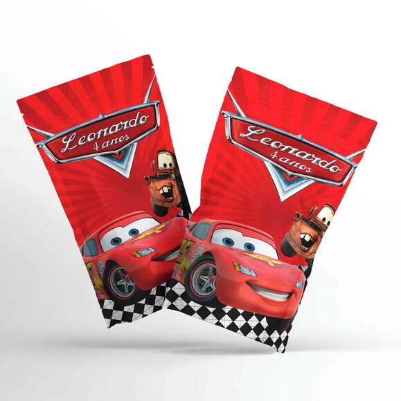 Saquinho Metalizado Personalizado Carros | Zip Lock G 12 x 20 cm 