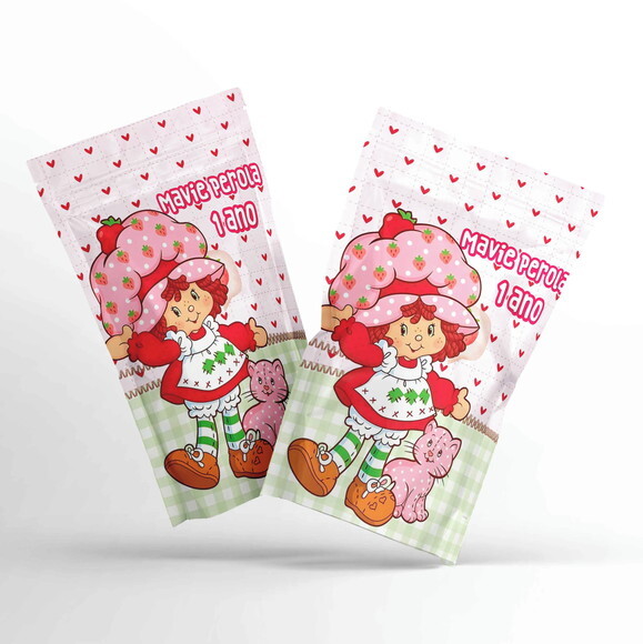 Saquinho Metalizado Personalizado Moranguinho | G 12 x 20 cm | Le