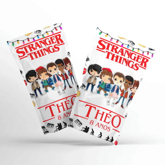 Saquinho Metalizado Personalizado Stranger Things Cute | G 12 x 2