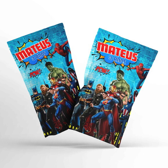 Saquinho Metalizado Personalizado Vingadores | G 12 x 20 cm | Lem
