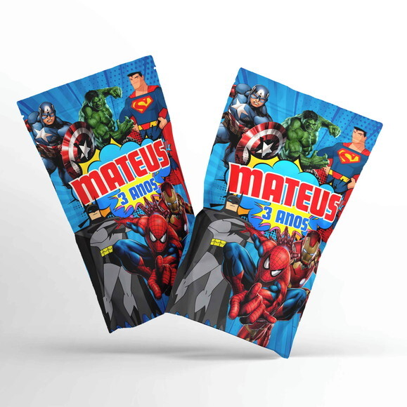 Saquinho Metalizado Personalizado Vingadores | G 12 x 20 cm | Lem