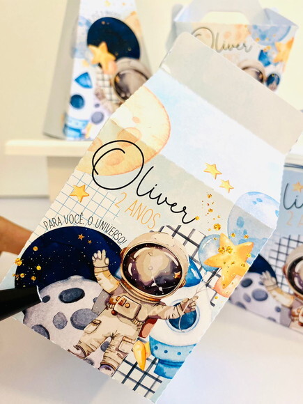 Kit 40 Caixinhas Personalizadas Astronauta | Lembrancinha Festa I