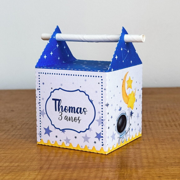 Kit 40 Caixinhas Personalizadas Astronauta | Lembrancinha Festa I