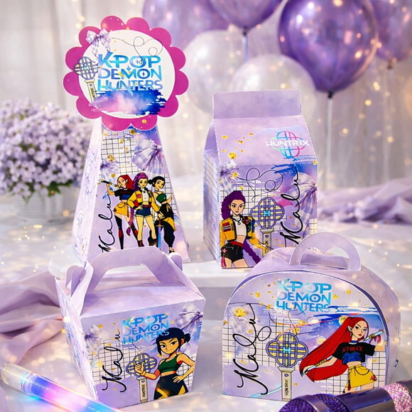 Kit 40 Caixinhas Personalizadas Guerreiras do K-pop | Lembrancinh