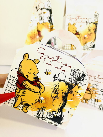 Kit 40 Caixinhas Personalizadas Ursinho Pooh  | Lembrancinha Fest