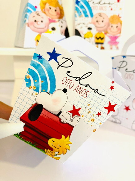 Kit 40 Caixinhas Personalizadas Snoopy  | Lembrancinha Festa Infa