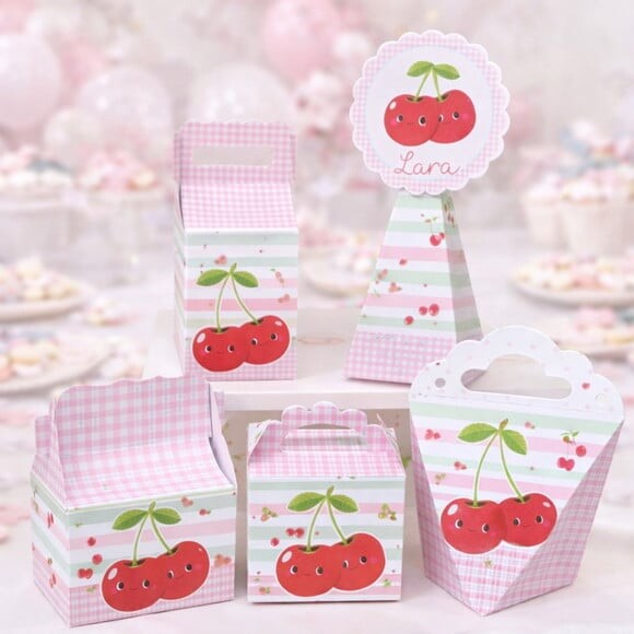 Kit Festa 20 Caixinhas Personalizadas Cerejinha  | Lembrancinha F