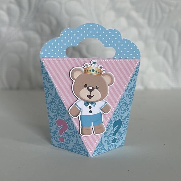 Kit Festa 20 Caixinhas Personalizadas Chá Reveleção Ursinhos A