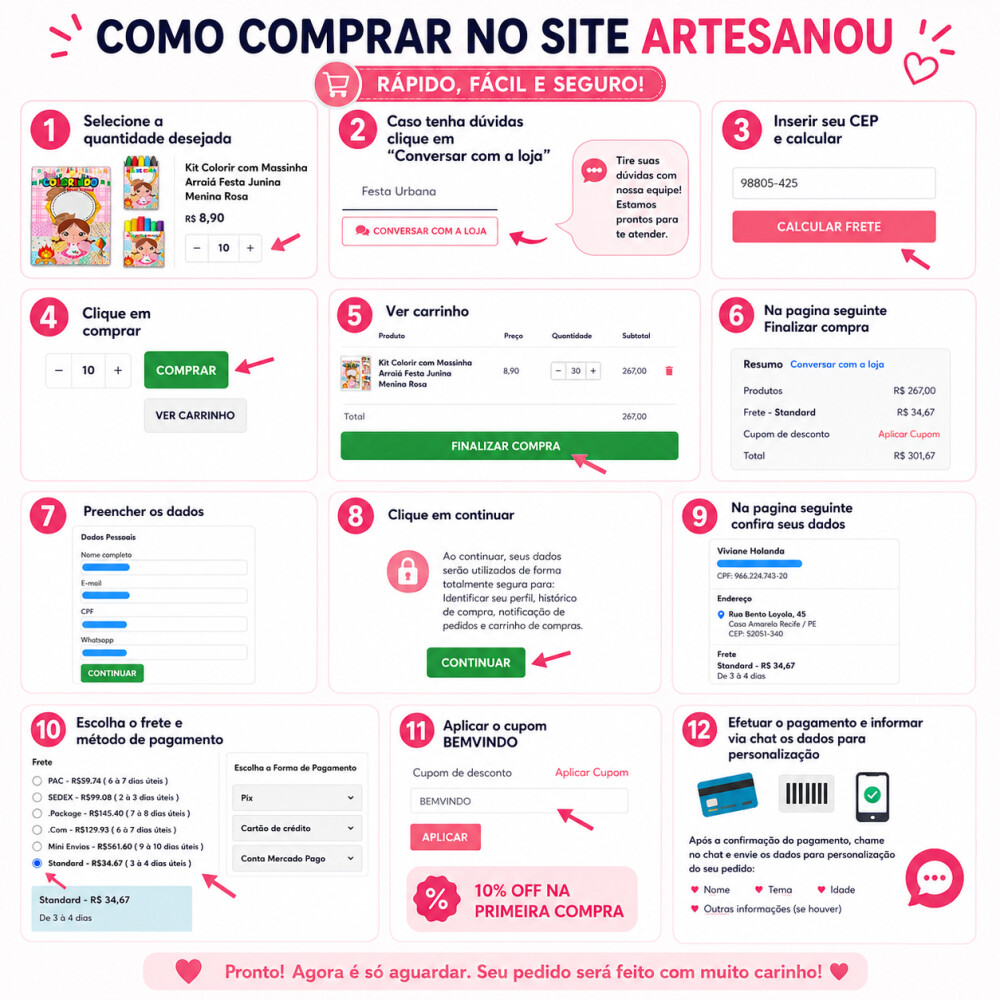 Kit Pegue e Monte Emilly Vick Os Rosas \| Artesanou