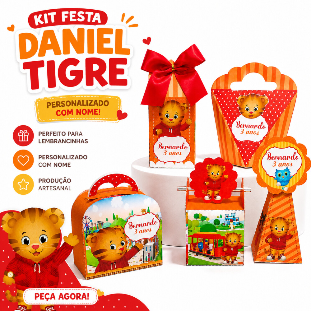 Kit Pegue e Monte Daniel Tigre Personalizado com Nome | Decoraç?