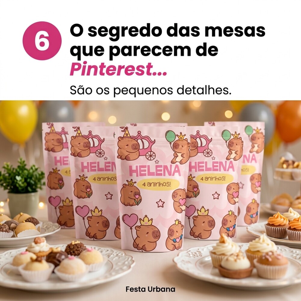 Saquinho Metalizado Personalizado Capivara Cute| Lembrancinha