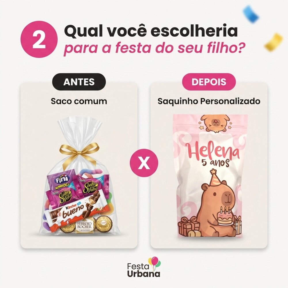 Saquinho Metalizado Personalizado Capivara | Lembrancinha Festa I