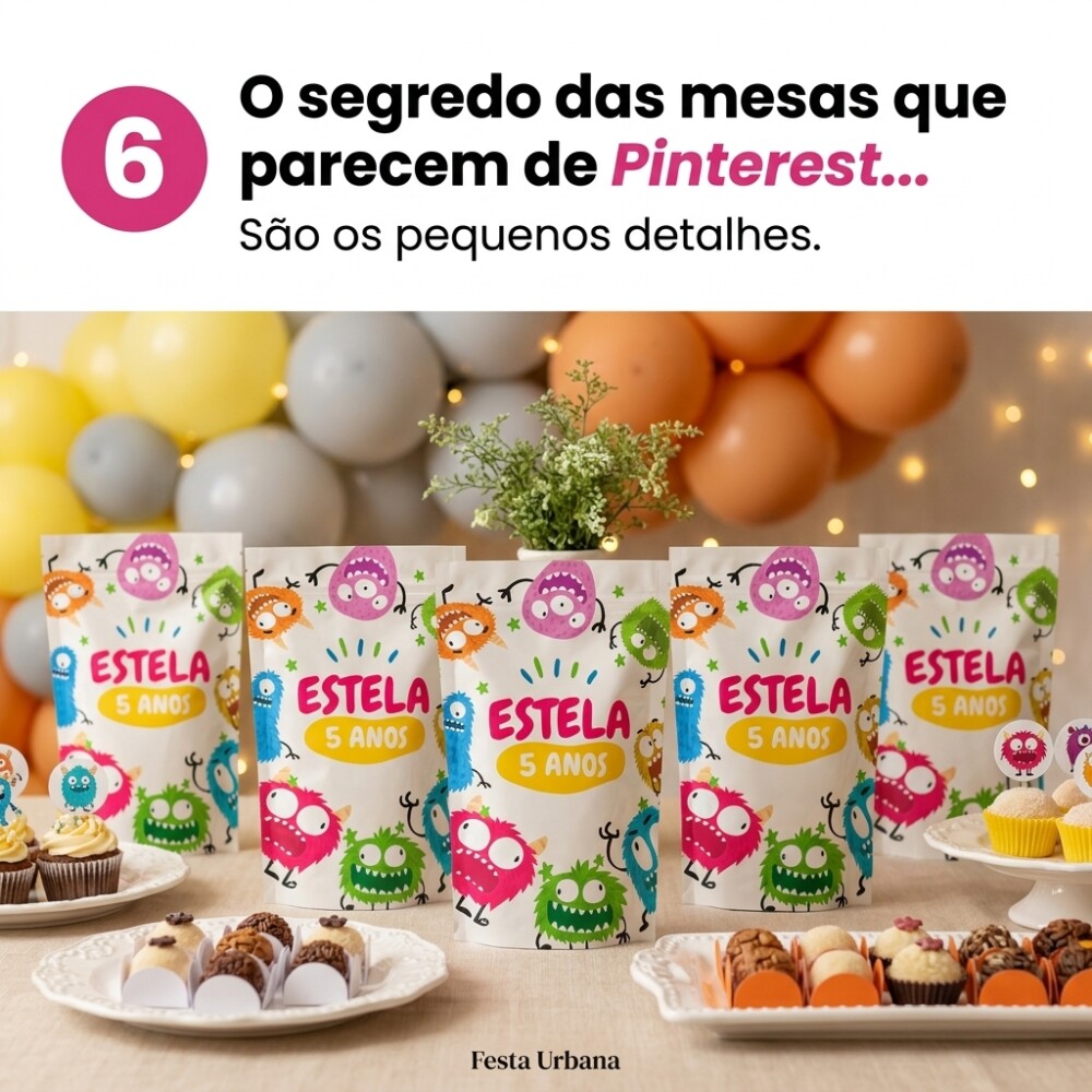 Saquinho Metalizado Personalizado Monstrinhos| Lembrancinha Festa