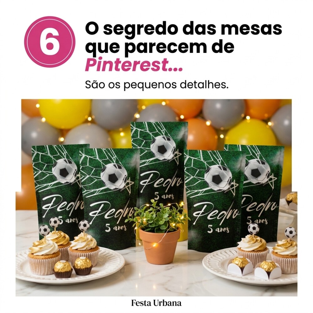 Saquinho Metalizado Personalizado Futebol| Lembrancinha Festa