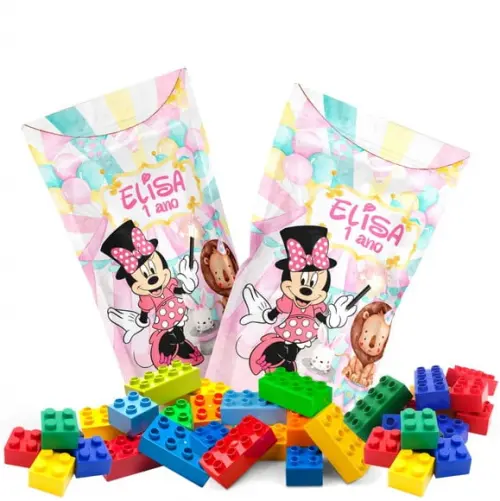 Blocos de Montar Circo Rosa da Minnie no Saquinho Metalizado