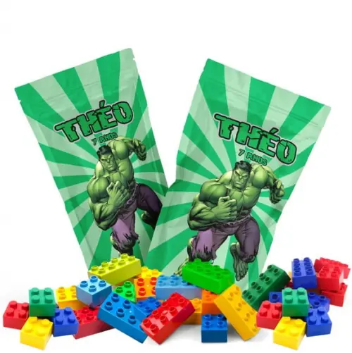 Blocos de Montar Hulk no Saquinho Metalizado Zip Lock