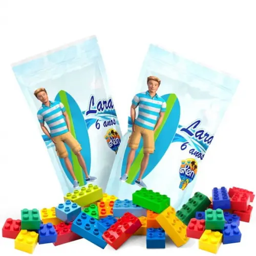 Blocos de Montar Ken no Saquinho Metalizado Zip Lock