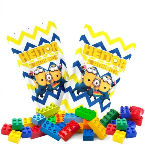 Blocos de Montar Minions no Saquinho Metalizado