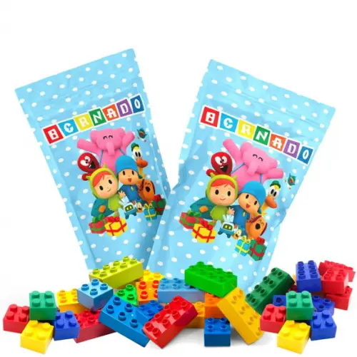 Blocos de Montar Pocoyo no Saquinho Metalizado