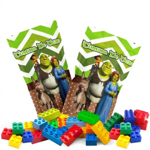 Blocos de Montar Shrek no Saquinho Metalizado
