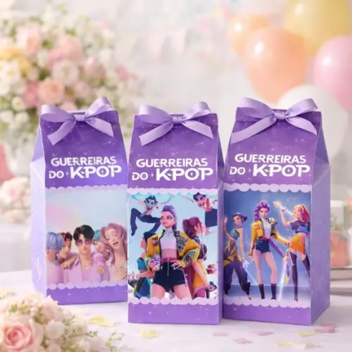Caixa Milk Personalizada Guerreiras do Kpop Festa