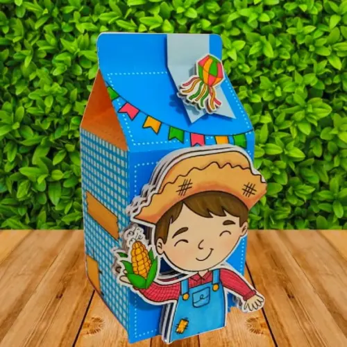 Caixa Milk Menino Caipira Festa Junina Arraiá