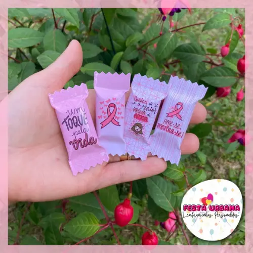 Cartão Com Balinha Outubro Rosa