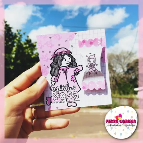Cartão Com Balinha Outubro Rosa