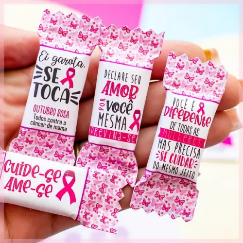 Cartão Com Balinha Outubro Rosa