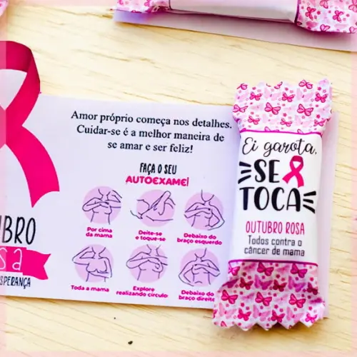 Cartão Com Balinha Outubro Rosa