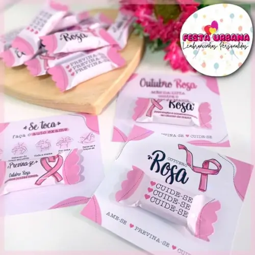 Cartão Com Balinha Outubro Rosa