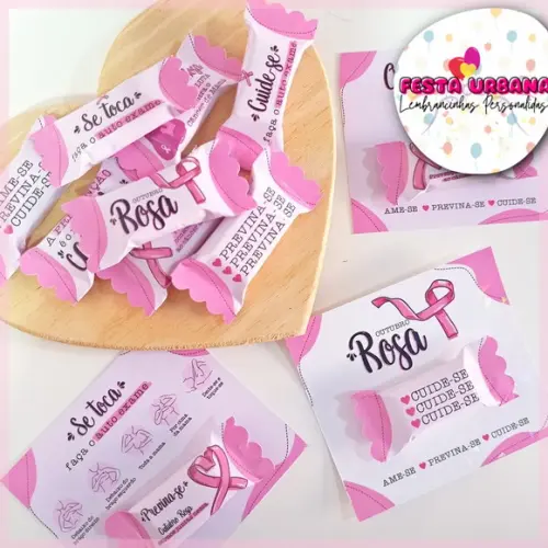 Cartão Com Balinha Outubro Rosa