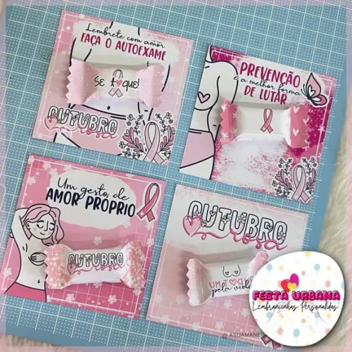 Cartão Com Balinha Outubro Rosa
