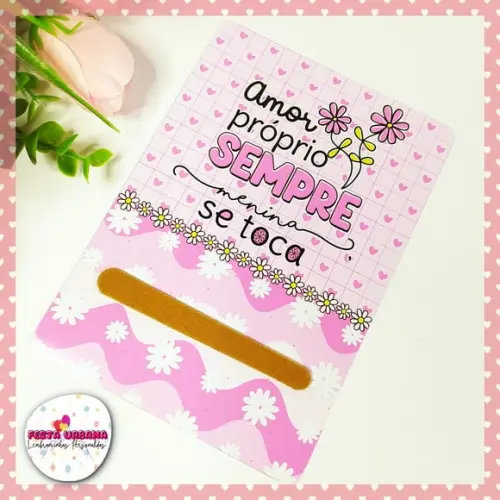Cartão Com Mini Lixa Outubro Rosa