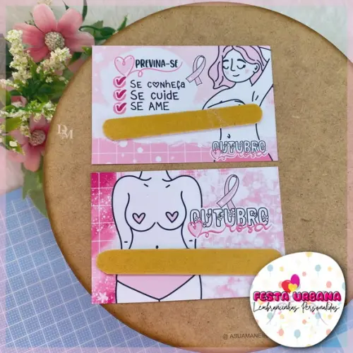Cartão Com Mini Lixa Outubro Rosa