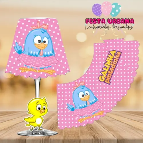Cúpula para Abajur na Taça Galinha Pintadinha