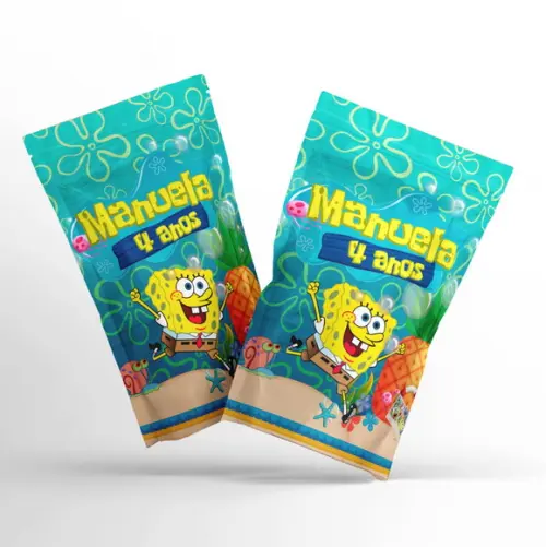 Fini Bob Esponja no Saquinho Metalizado Zip Lock