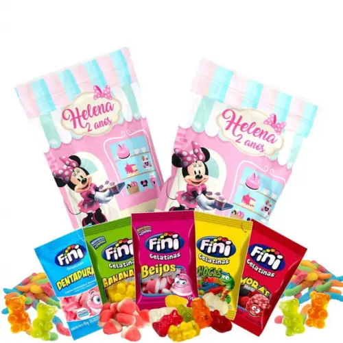 Fini Minnie Confeitaria no Saquinho Metalizado Zip Lock