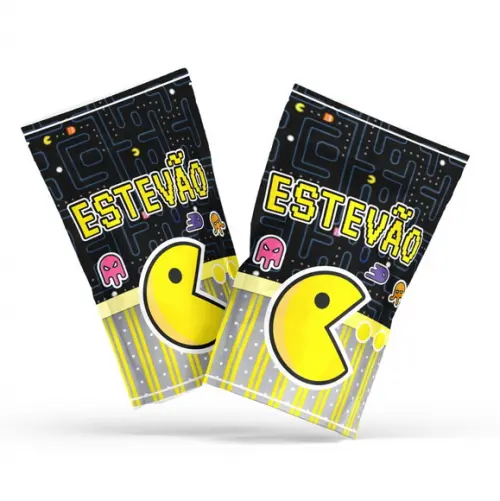 Fini Pacman Video Game no Saquinho Metalizado Zip Lock