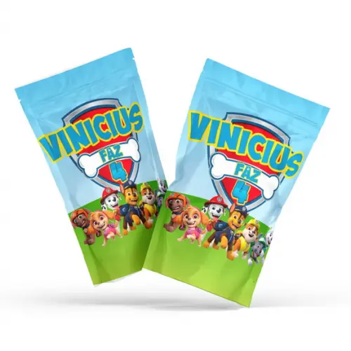 Fini Patrulha Canina no Saquinho Metalizado Zip Lock