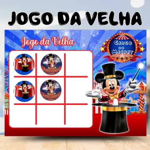 Jogo da Velha Circo do Mickey Lembrancinha Personalizada