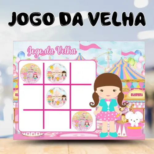 Jogo da Velha Circo Rosa Lembrancinha Personalizada