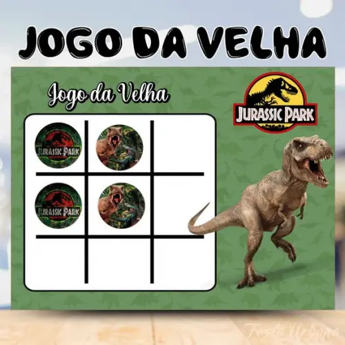 Jogo da Velha Jurassic Park Lembrancinha Personalizada
